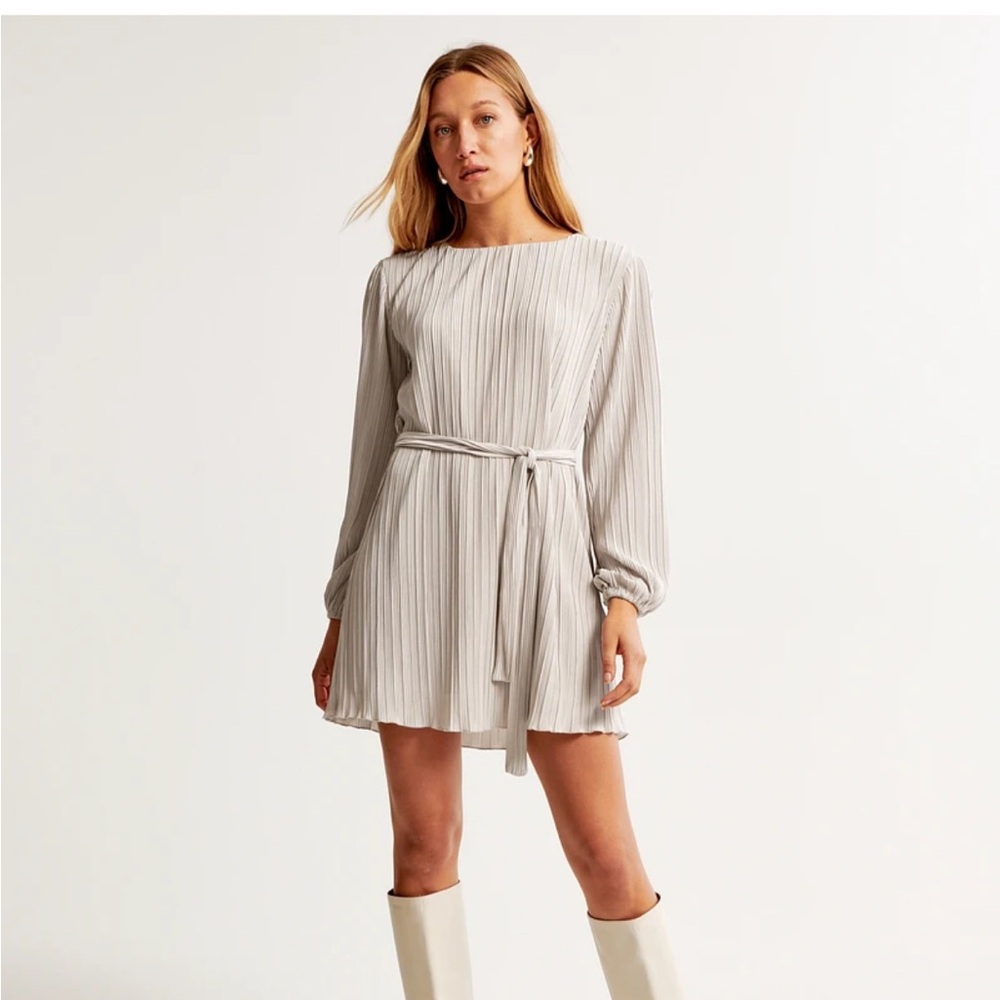 Satin Plisse Easy Mini Dress Abercrombie & Fitch